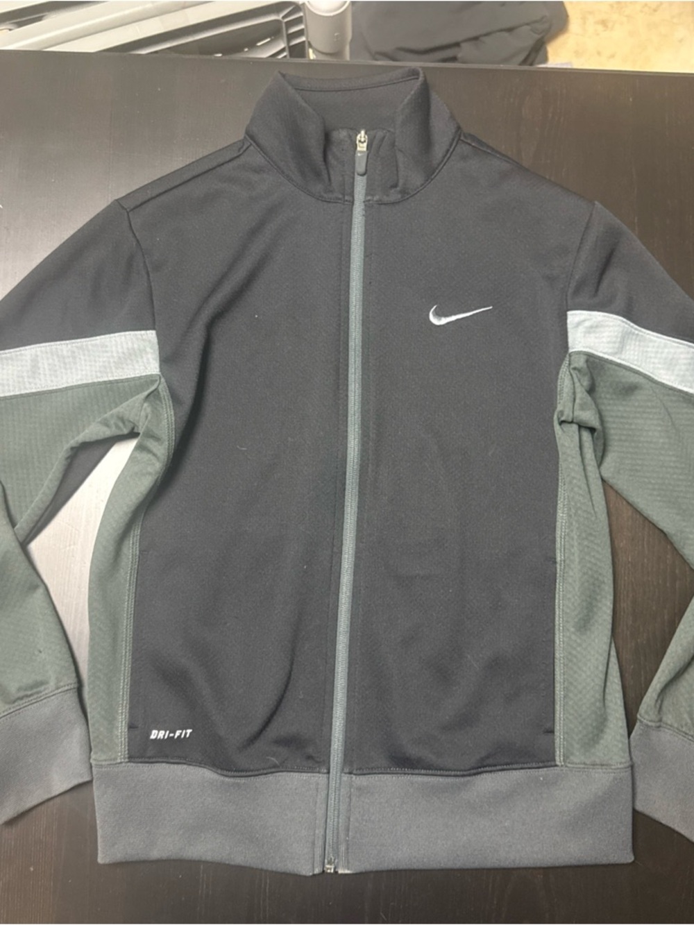 Nike Women’s Black Jacket with Olive Green & Gray Accents Size L